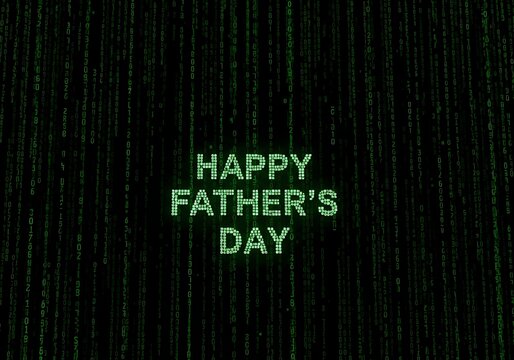 Happy father's day green binary code greeting