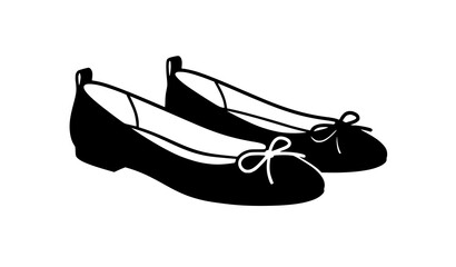 Black ballerina flats negative space fashion icon vector illustration © MdMominul