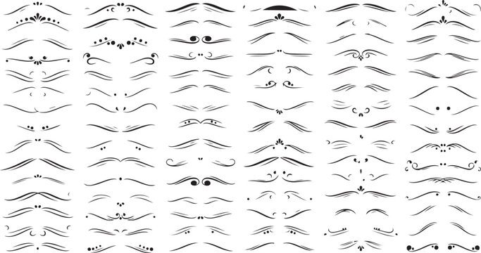Black and white eyebrow icons, vector eyebrow graphics, facial expression elements, 40 brow designs