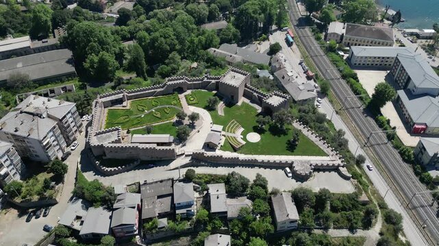 A view from the historic Hereke Castle in Hereke, Kocaeli, Turkey. The castle dates back to the Byzantine period.