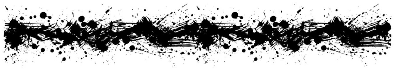 Horizontal grunge border with black ink splatters and paint splashes in street art style © AnjaliDesai