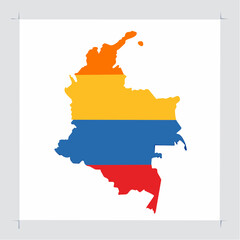 Fototapeta premium Map of Colombia with flag colors