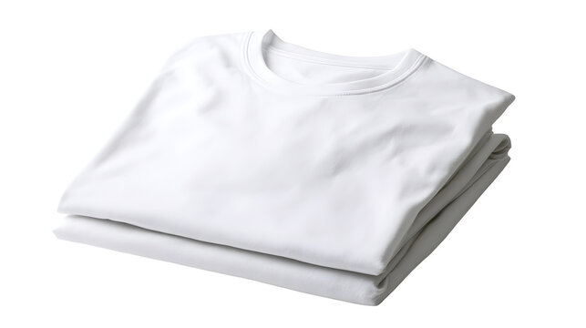 plain white t shirt folded isolated on white background