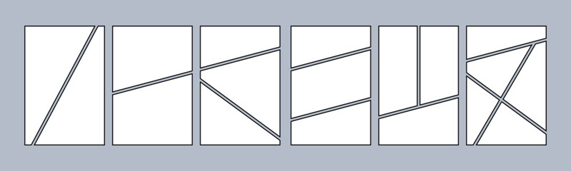 Obraz na płótnie Canvas Set blank of comics book page, grid manga comic layout, photo collage storyboard