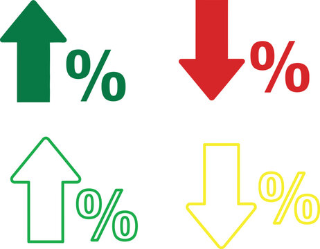 Up and down percentage change arrows set with icons Vector, illustration