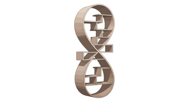 Modern infinity shape bookshelf design with unique 3d structure