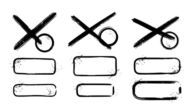 A set of brush stroke text boxes and paintbrush grunge design elements featuring hand drawn textures, horizontal paint strokes, rough ink lines, abstract circles, frames, scribble shapes, artistic swa