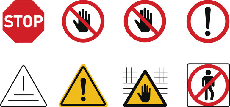 Set of safety warning and prohibition icons Vector, illustration
