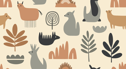 Fototapeta premium Cute Llama Alpaca Animal Seamless Pattern Design.