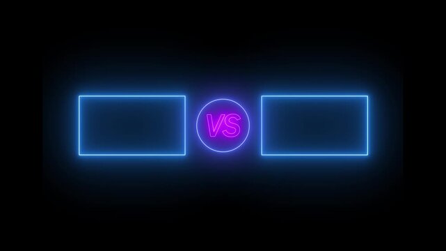 VS logo sport for match. Neon VS versus bars icon animation on black background