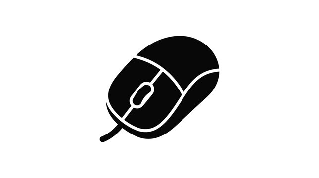 Computer mouse icon in black silhouette