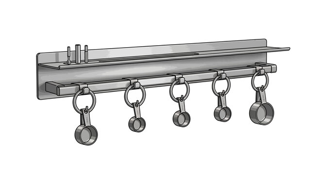 Modern metallic hook rack with key holders and shelf design
