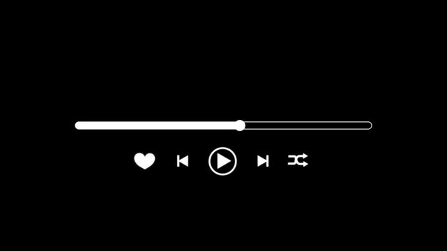 Screen media player. Video time line bar moving with track on transparent background, Digital Video player template animation background.