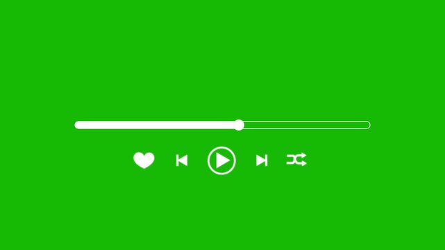 Screen media player. Video time line bar moving with track on transparent background, Digital Video player template animation background.