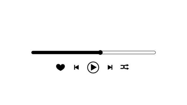 Screen media player. Video time line bar moving with track on transparent background, Digital Video player template animation background.