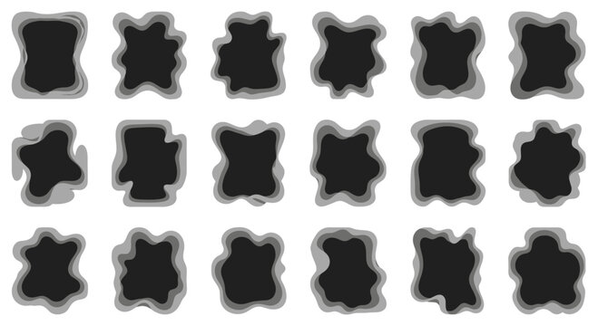 Abstract Organic Shapes, Irregular Forms, Dark Gray and Black, Layered Texture
