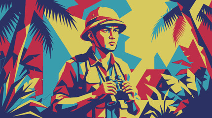 Man wearing a safari hat outdoors. © Nawawi