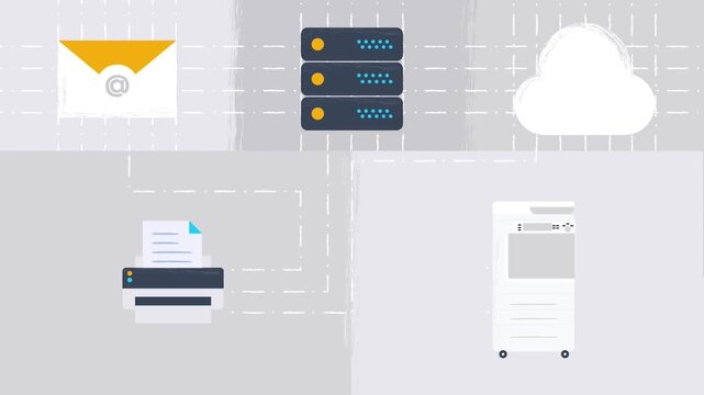 Email and Data Server Transfer with Cloud Computing Tech 2D Animation