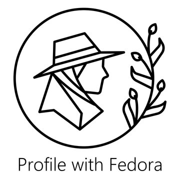 Minimalist line art logo of modesty fashion woman in elegant hat