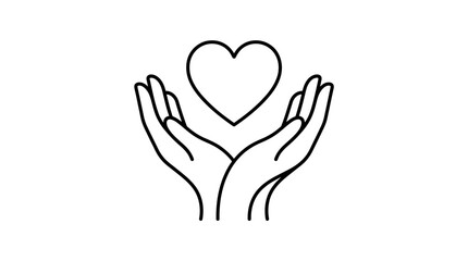 Fototapeta premium Hands Cupping Heart Outline Icon