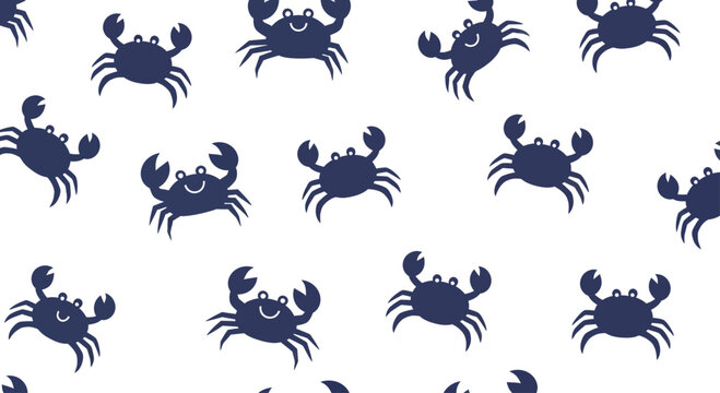 Blue Crabs Seamless Pattern.