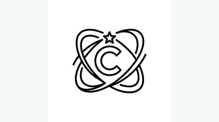Letter C Logo With Orbital Rings and Star Symbol © Mbh