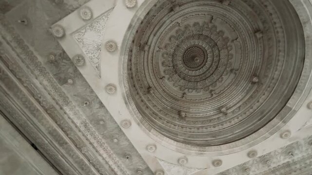 Birla Mandir Temple, Jaipur, India. Intricate Architectural Design of a Stunning Ceiling Showcasing Detailed Patterns and Ornamentation in a Historic Setting Captured from Multiple Angles