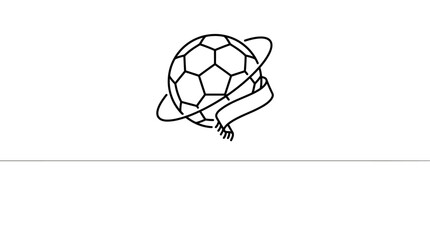 Minimalist Soccer Ball Icon with Ribbon Vector Illustration © lolong
