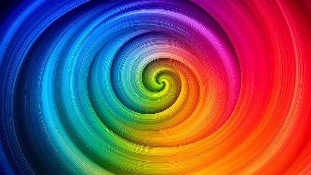 Rainbow spiral light halo abstract art background with vibrant color gradient and fluid motion