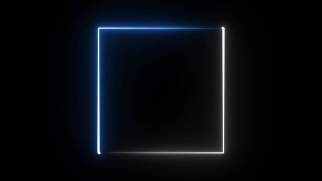 White neon frame animation, glowing light border, bright rectangular neon outline, soft electric shine edge on black background, minimal light box animated video....