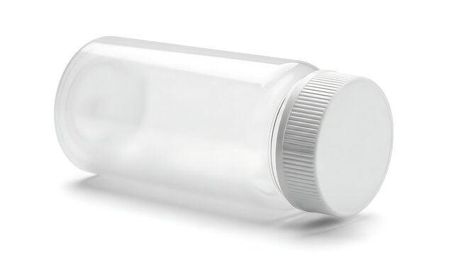 A clear plastic bottle with a white cap