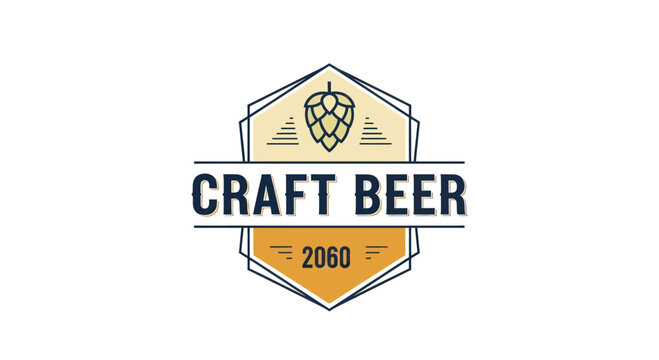 Craft Beer Logo Design with Hop Cone and Vintage Style.