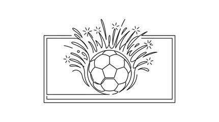 Soccer Ball with Dynamic Splash Effect Line Art Illustration © Yusuf Alfarizi Naufa