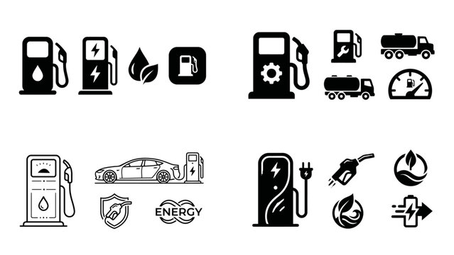 Fuel pump gas station logo icons