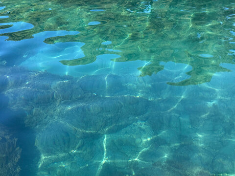 Ocean blue turquoise crystal clear water background.