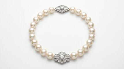 Fototapeta premium Luxury pearl necklace with diamond clasp