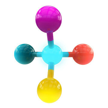 Colorful 3d molecular structure of methane derivative