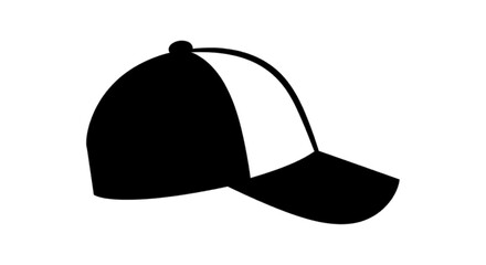 Fototapeta premium Minimal black silhouette icon, simple flat vector, bold black shape, no, no shading black and white baseball cap silhouette on a, flat icon style