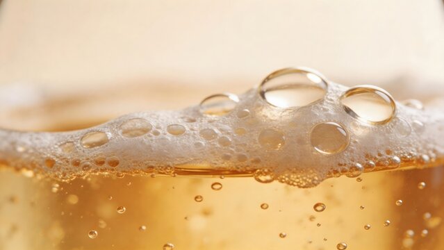 Closeup of bubbly liquid surface