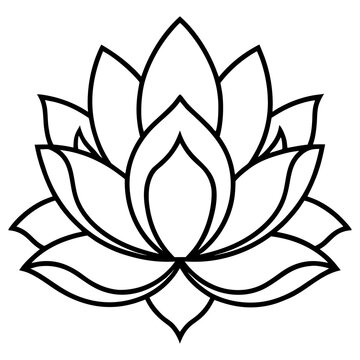 Elegant lotus flower line art illustration minimalist black and white vector design