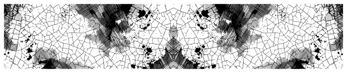 Obraz premium Cracked earth pattern combined with grunge ink splatters and brush strokes