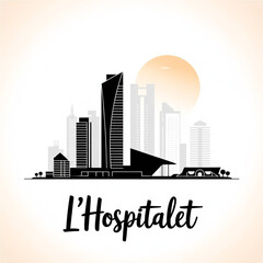 L'Hospitalet de Llobregat Skyline Silhouette — A Dense Metropolitan Skyline in Spain Vector Illustration © Greener