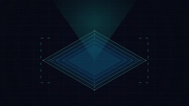 Digital HUD Interface Showing Abstract Geometric Scanning Animation