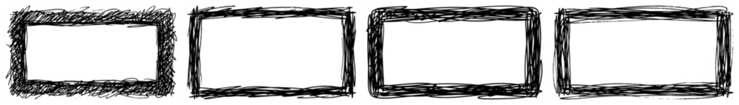 Rectangular frames with sketchy scribbled edges in hand drawn style