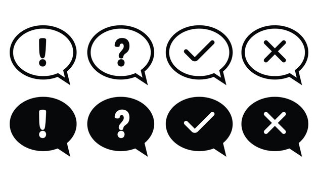 Question, exclamation and information mark with speech bubble icon