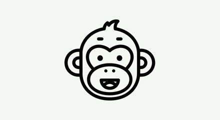 Cartoon monkey face outline illustration © Soge