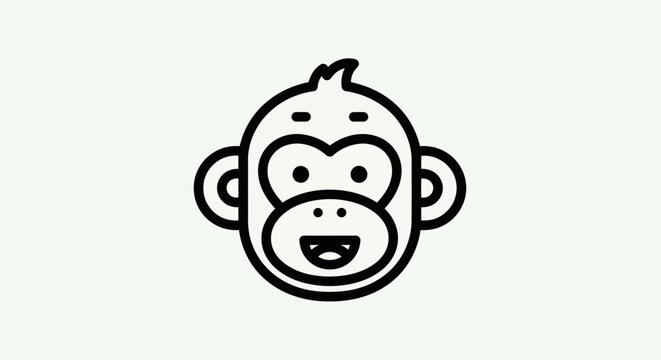 Cartoon monkey face outline illustration
