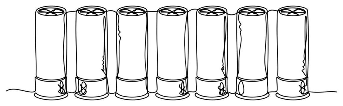 Shotgun shells row in minimalist line art style