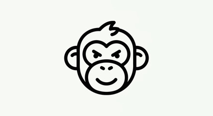 Cartoon monkey face outline illustration © Ever