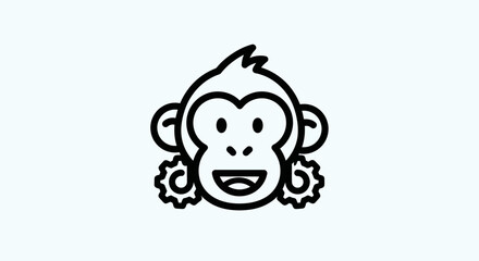 Cartoon monkey face outline illustration © Ever